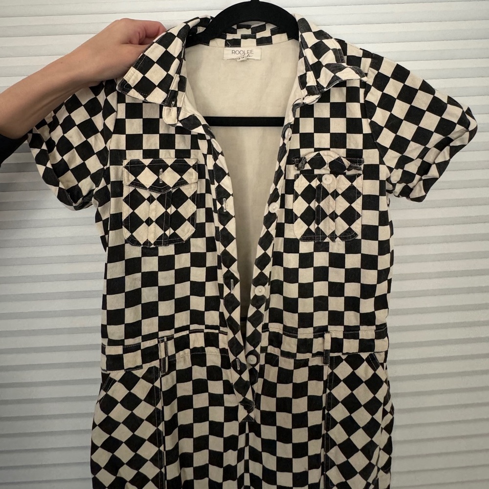 ROOLEE girls 13/14 Far Out Checkered Jumpsuit